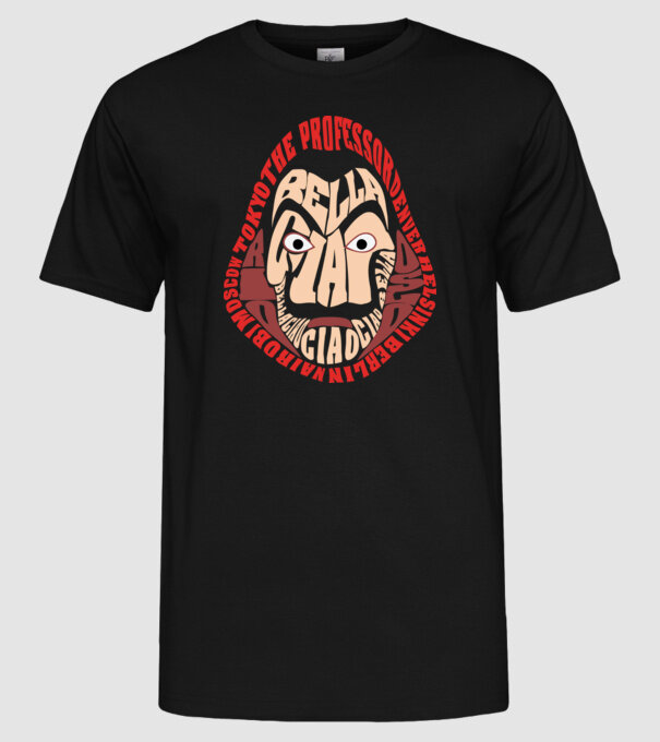 money heist logo names model negru pe tricou
