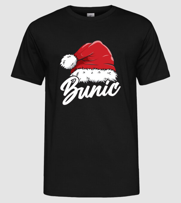 bunic Santa Hat model negru pe tricou