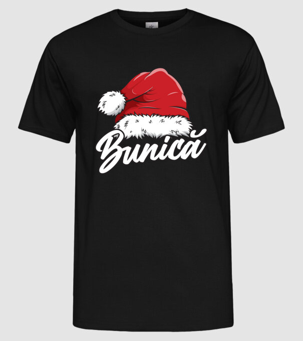bunică Santa Hat model negru pe tricou