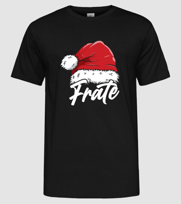 frate Santa Hat model negru pe tricou