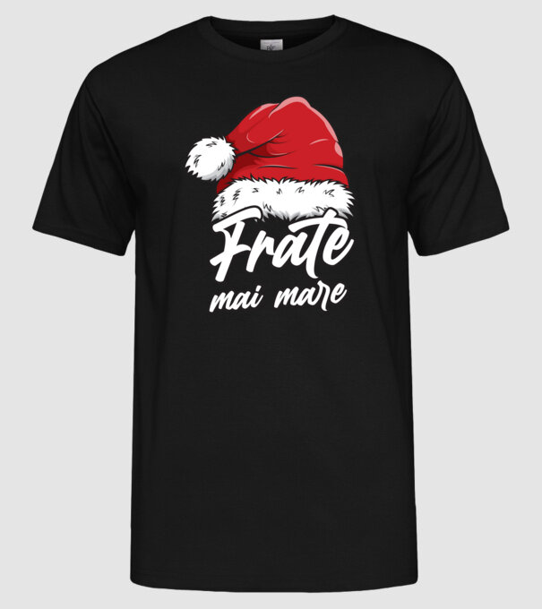 frate mai mare Santa Hat model negru pe tricou