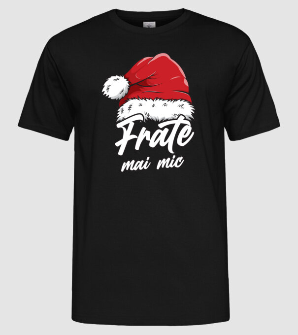 frate mai mic Santa Hat model negru pe tricou