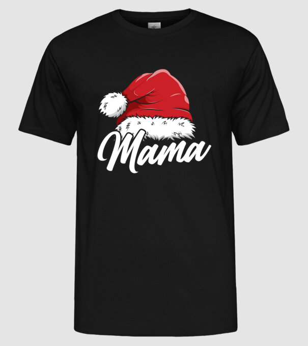 mama Santa Hat model negru pe tricou