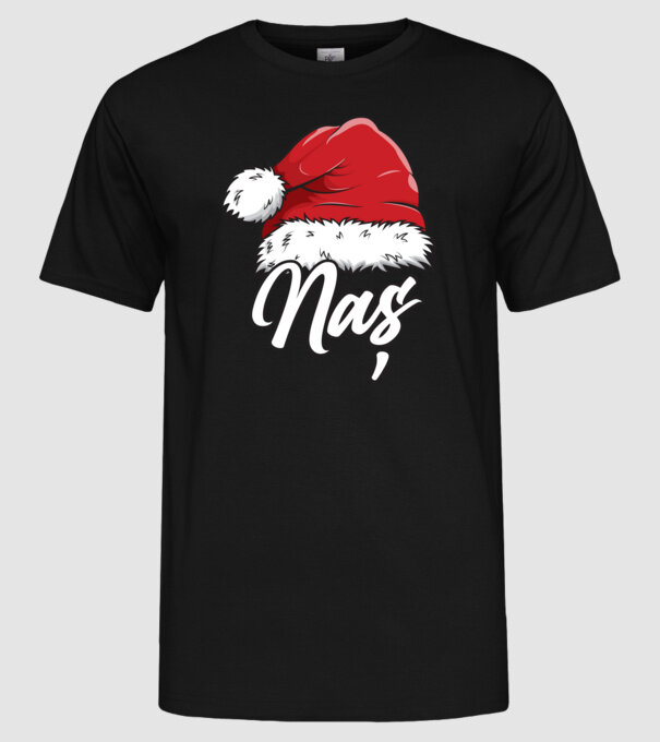 naș Santa Hat model negru pe tricou