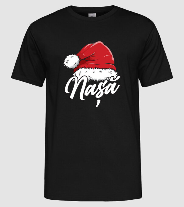 nașă Santa Hat model negru pe tricou