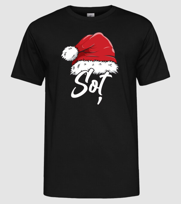 soț Santa Hat model negru pe tricou