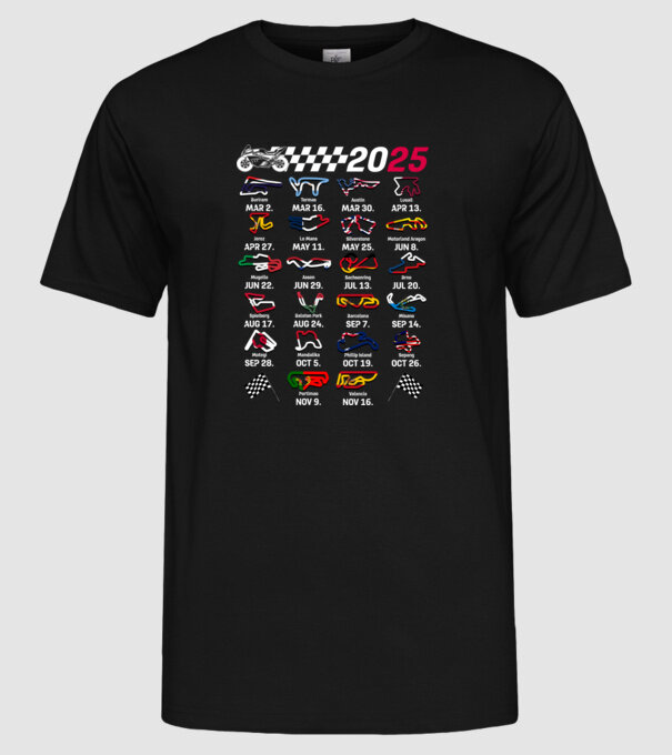 MOTOGP 25 CALENDAR Negru model negru pe tricou