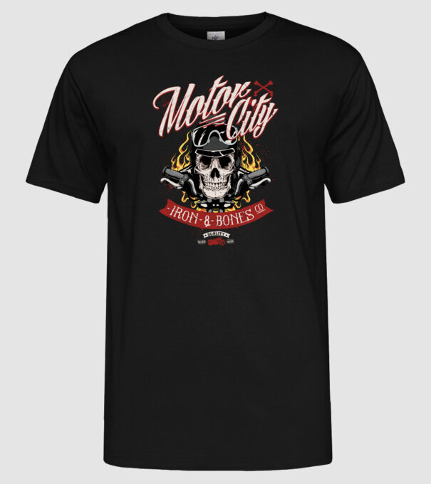 Motor City model negru pe tricou