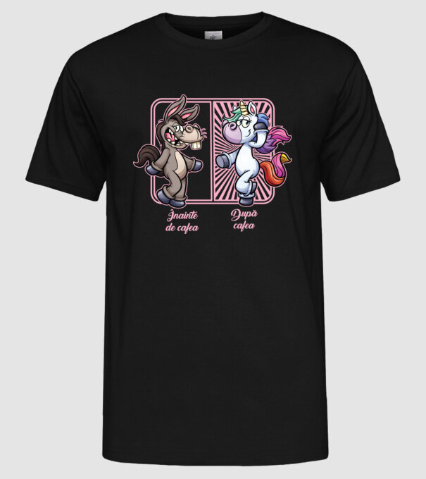 Înainte de cafea model negru pe tricou