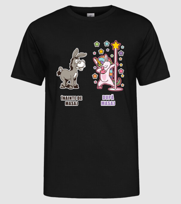 Înainte de masaj - După masaj model negru pe tricou