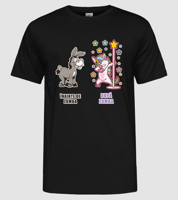 Înainte de Zumba-După Zumba model negru pe tricou