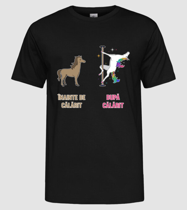 Înainte de călărit - după călărit model negru pe tricou