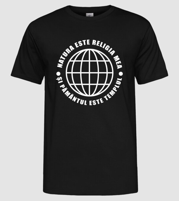 Natura este religia mea model negru pe tricou