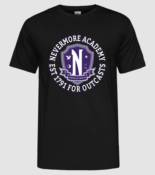 Nevermore academy model negru pe tricou