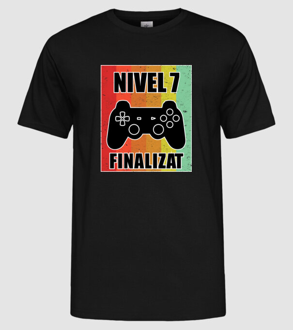 Nivel 7 finalizat model negru pe tricou