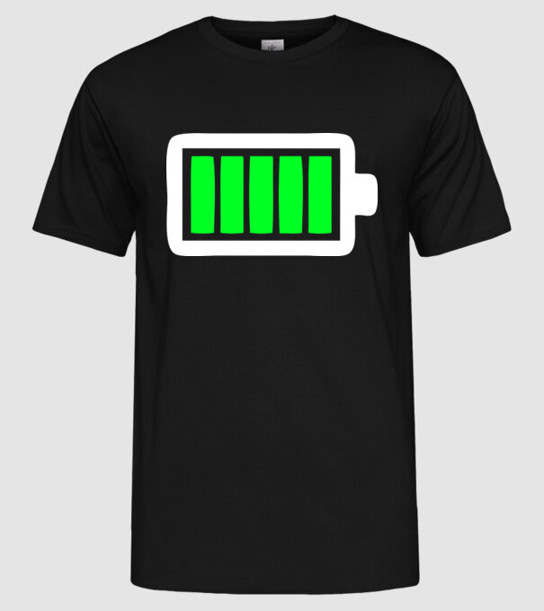 Nivel baterie complet model negru pe tricou