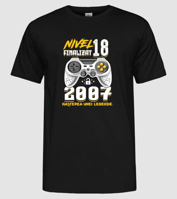 Nivel Finalizat 18 model negru pe tricou