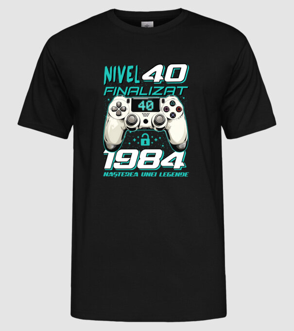 Nivel finalizat 40 1985 model negru pe tricou