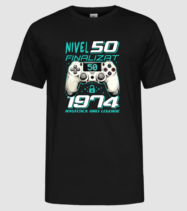 Nivel finalizat 50 1975 model negru pe tricou