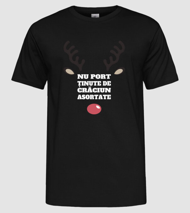 Nu port ținute de crăciun asortate crăciun chiar căprioară Negru model negru pe tricou
