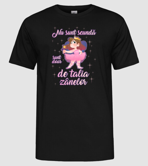nu sunt scundă, sunt doar de talia zânelor model negru pe tricou