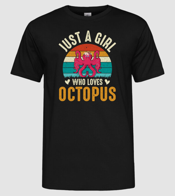Octopus model negru pe tricou