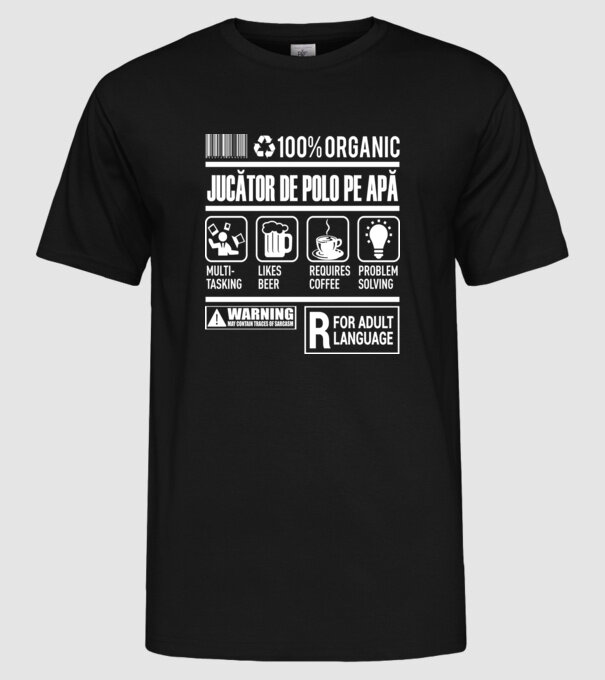 JUCĂTOR DE POLO PE APĂ model negru pe tricou