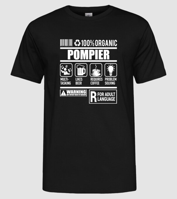 Organic Pompier model negru pe tricou