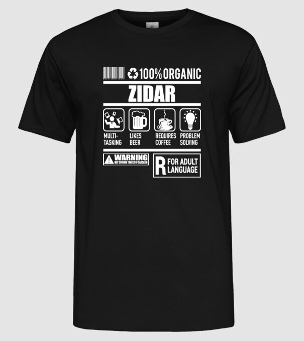 Organic zidar model negru pe tricou