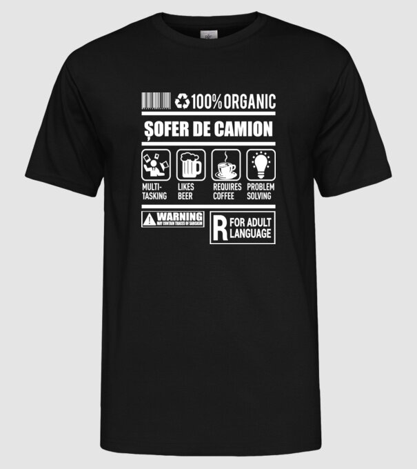 ȘOFER DE CAMION model negru pe tricou
