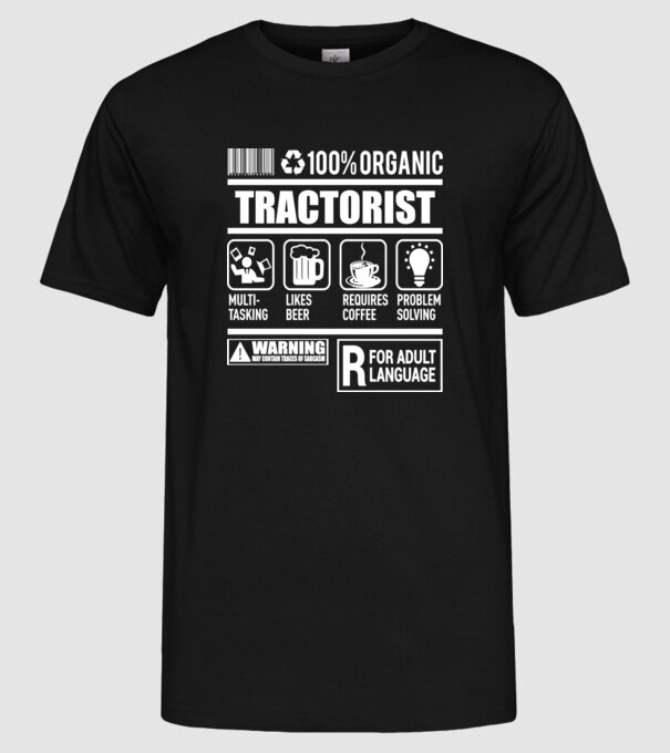 TRACTORIST model negru pe tricou