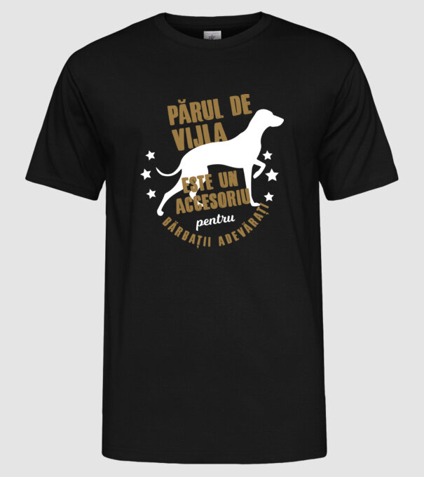 părul de vijla este un accesoriu pentru bărbații adevărați model negru pe tricou