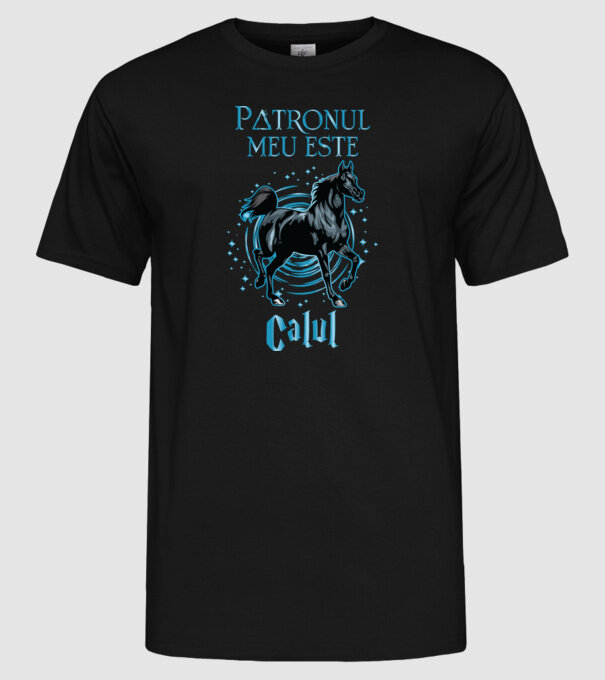Patronul meu este CALUL model negru pe tricou