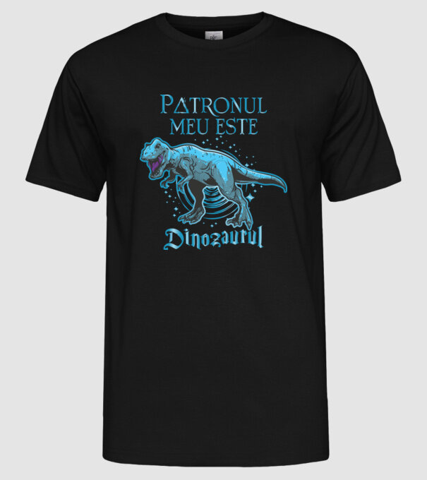 Patronul meu este dinozaurul model negru pe tricou