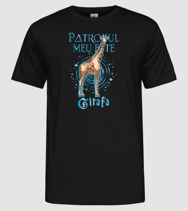 Patronul meu este GIRAFA model negru pe tricou