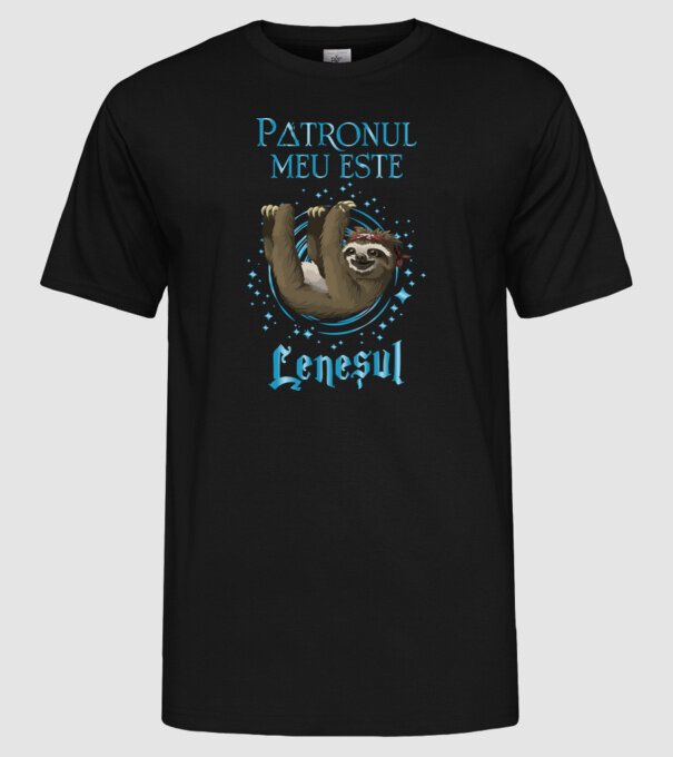 Patronul meu este LENEȘUL model negru pe tricou