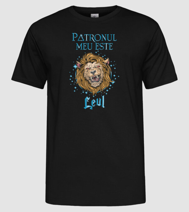Patronul meu este LEUL model negru pe tricou
