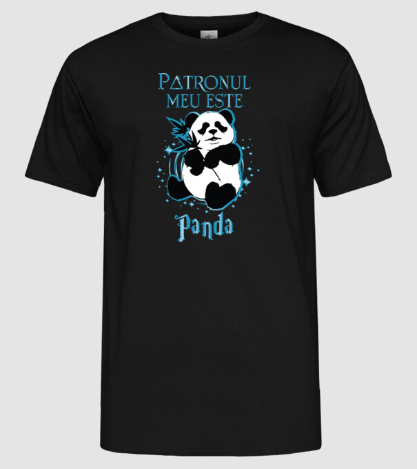 Patronul meu este PANDA model negru pe tricou