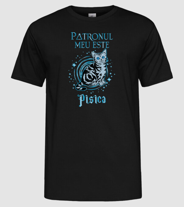 Patronul meu este PISICA model negru pe tricou