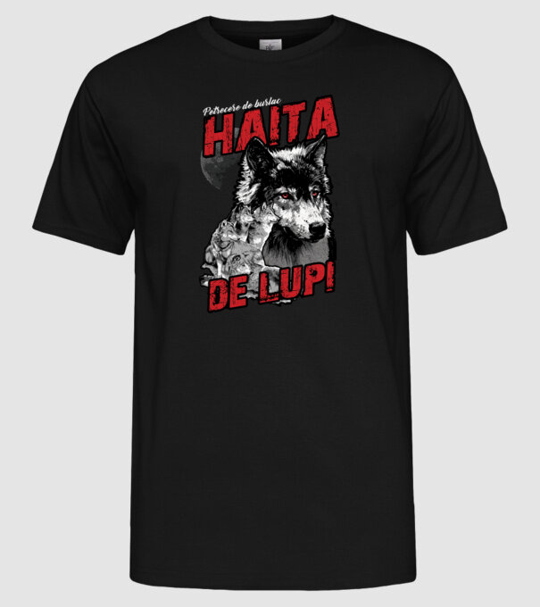 Petrecere de burlac - haită de lupi model negru pe tricou