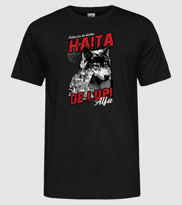 Petrecere de burlac - haită de lupi masculi alfa model negru pe tricou