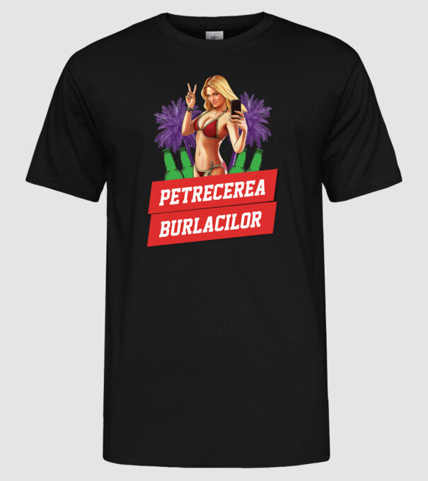petrecerea burlacilor model negru pe tricou
