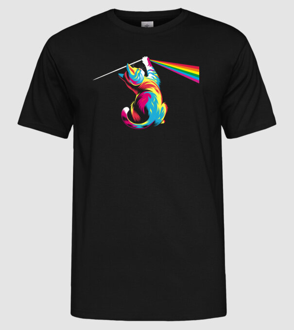 Pisica prismă model negru pe tricou