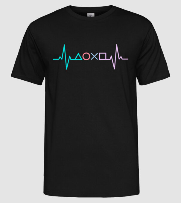 Playstation Symbols EKG model negru pe tricou