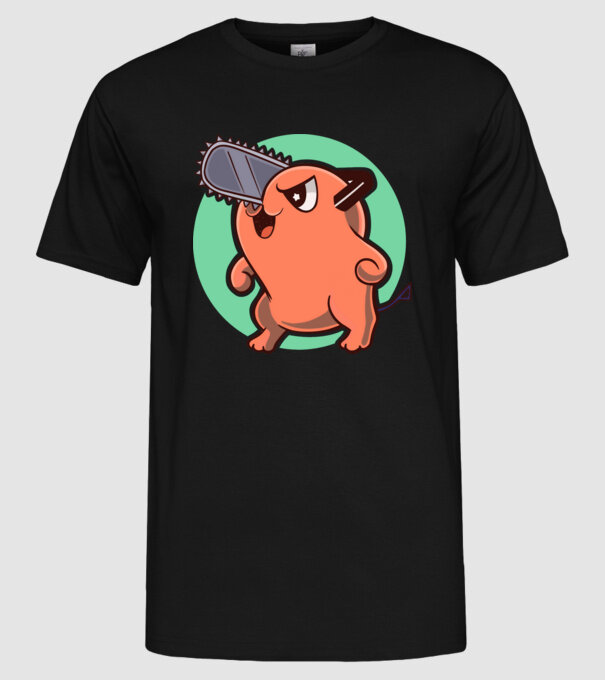 Pochita - ChainSawMan model negru pe tricou