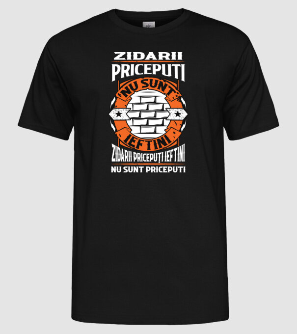 Pricepuți zidarii pricepuți model negru pe tricou