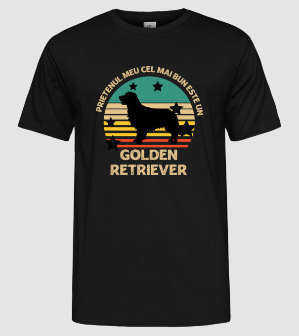 Prietenul meu cel mai bun este un golden retriever model negru pe tricou