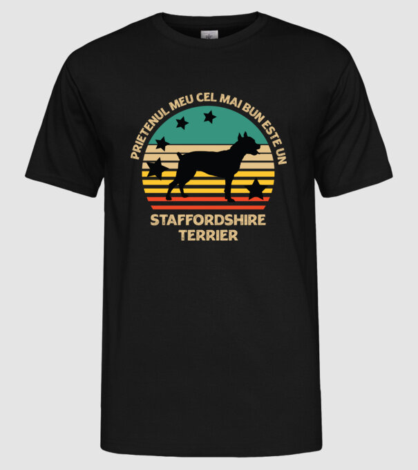 Prietenul meu cel mai bun este un staffi model negru pe tricou
