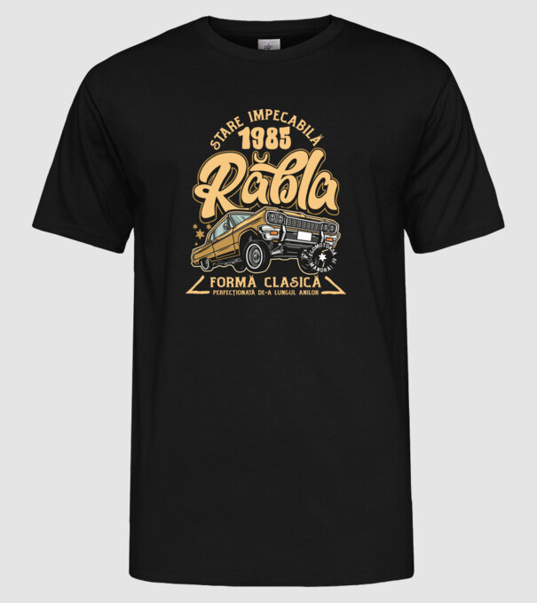 Rablă 1985 model negru pe tricou