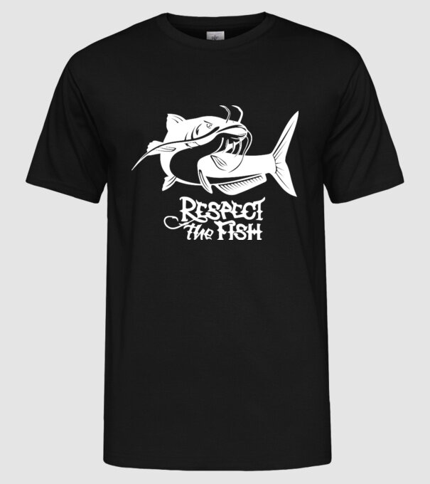 Respect the fish model negru pe tricou